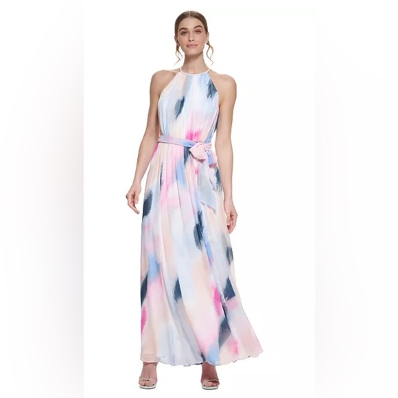 DKNY Women's Printed Halter Gown NWT - Picture 1 of 6